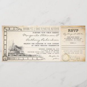 carte d'embarquement mariage invite avec rsvp