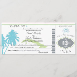 Carte d'embarquement mariage pour Cuba