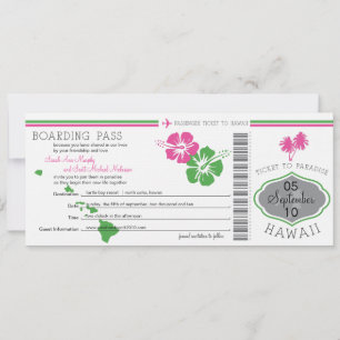 Carte d'embarquement mariage pour Hawaii