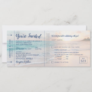 Carte d'embarquement Mariage Sunset Beach + RSVP