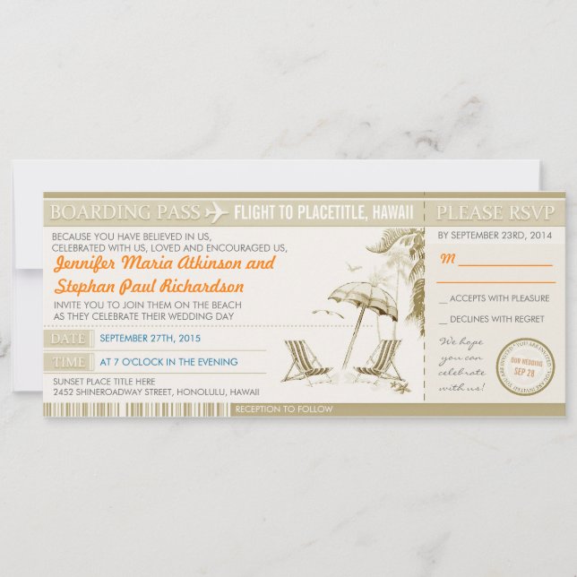carte d'embarquement moderne billets invitations m (Devant)