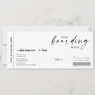 Carte d'embarquement moderne Surprise faux billet