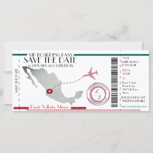Carte d'embarquement modifiable Save the Date