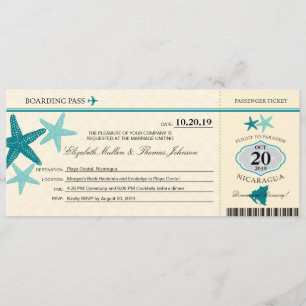 Carte d'embarquement Nicaragua turquoise et crème