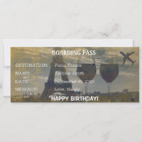 Carte d'embarquement Paris Anniversaire surprise