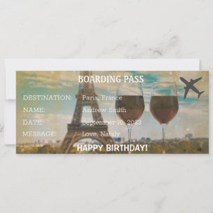Carte d'embarquement Paris Anniversaire surprise