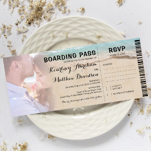 Carte d'embarquement Photo de plage RSVP & Mariage
