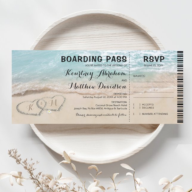 Carte d'embarquement Plage RSVP & Invitation de ma (Créateur téléchargé)