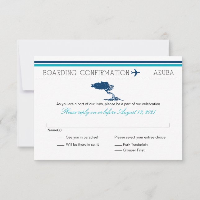 Carte d'embarquement pour Aruba (Devant)
