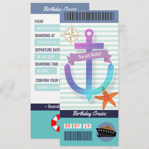Carte d'embarquement pour croisière d'anniversaire