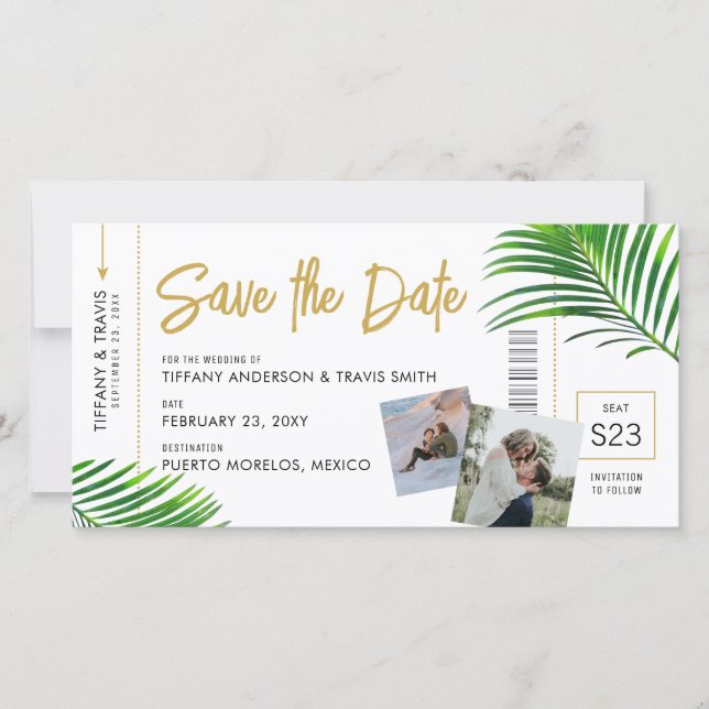 Carte d'embarquement pour destination plage tropic (Devant)