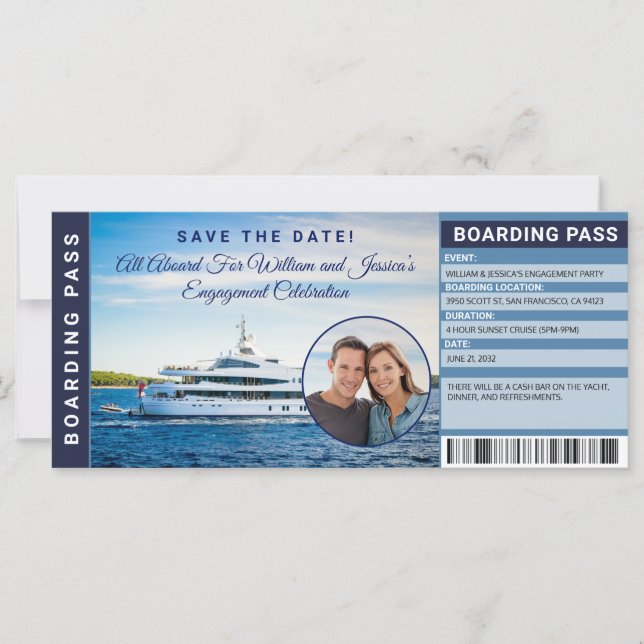 Carte d'embarquement pour invitation à une soirée  (Devant)