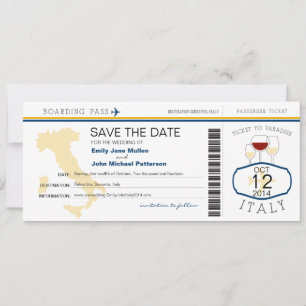 Carte d'embarquement pour Italie Faire-part de mar