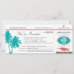 Carte d'embarquement pour l'anniversaire JAMAICA