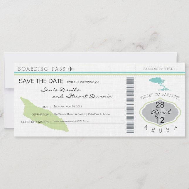 Carte d'embarquement pour le Faire-part de mariage (Devant)