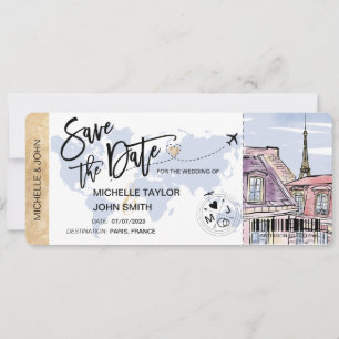 Carte d'embarquement pour le mariage à Paris