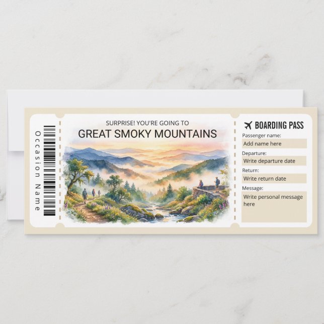 Carte d'embarquement pour le voyage dans les Great (Devant)