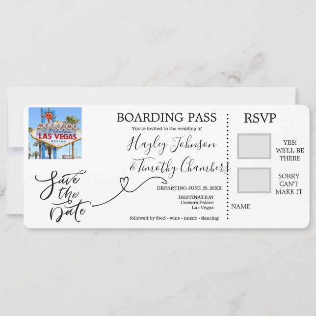 Carte d'embarquement pour mariage à Las Vegas, Nev (Devant)