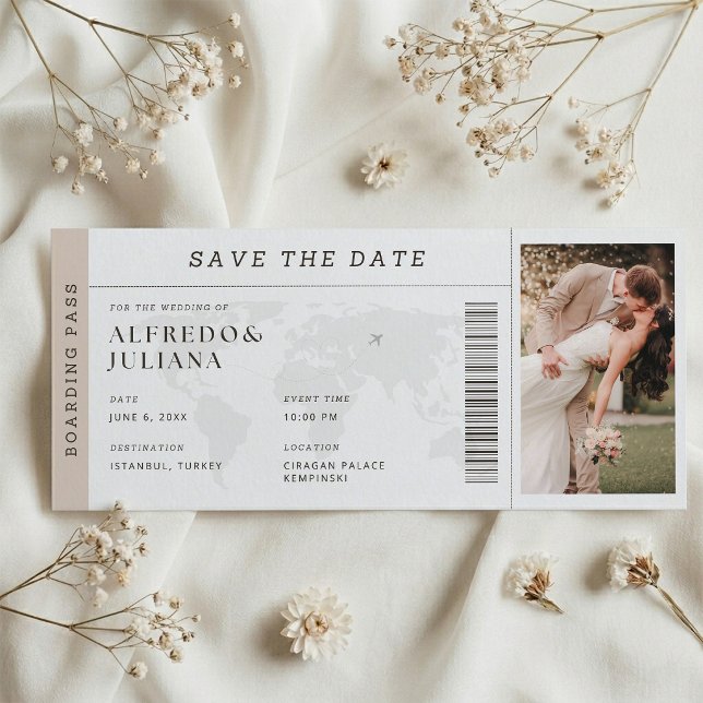 Carte d'embarquement pour mariage de destination (Créateur téléchargé)