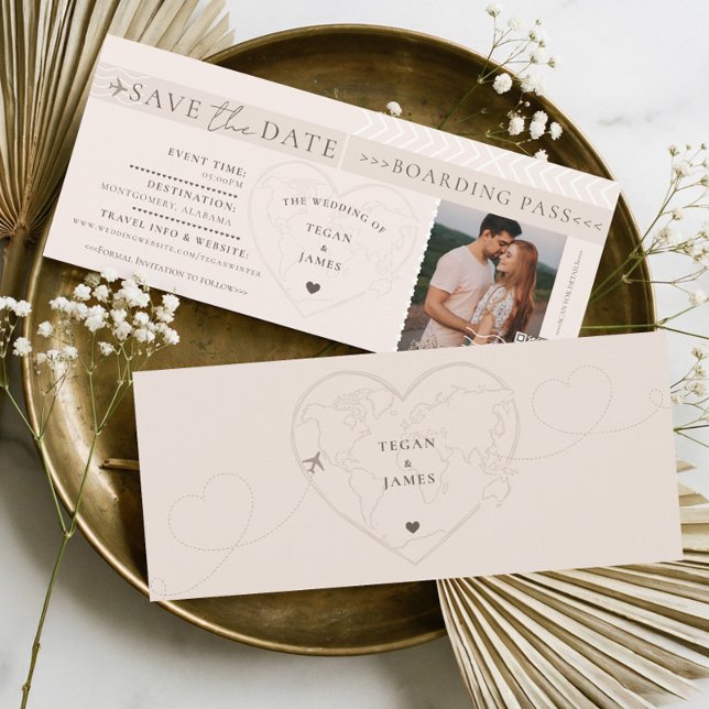 Carte d'embarquement pour mariage de destination,  (Boarding Pass Destination Wedding Plane Ticket Invitation)