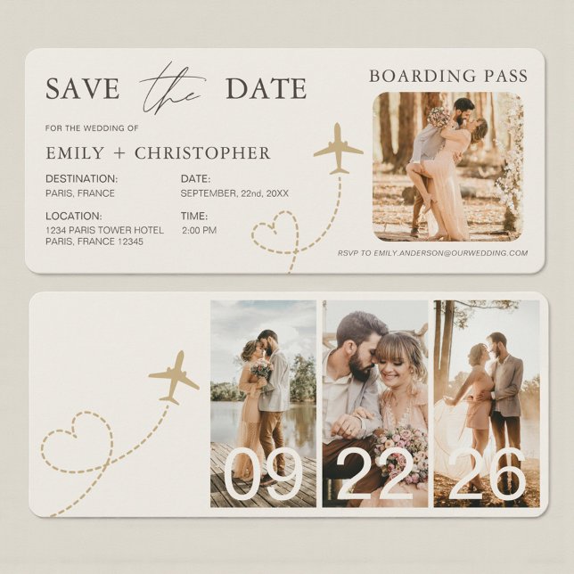 Carte d'embarquement pour mariage de destination (Créateur téléchargé)