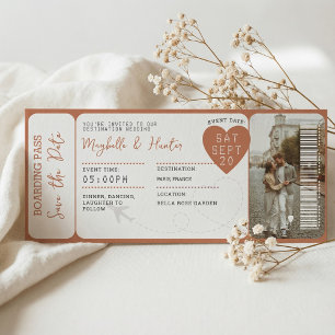 Carte d'embarquement pour mariage de destination
