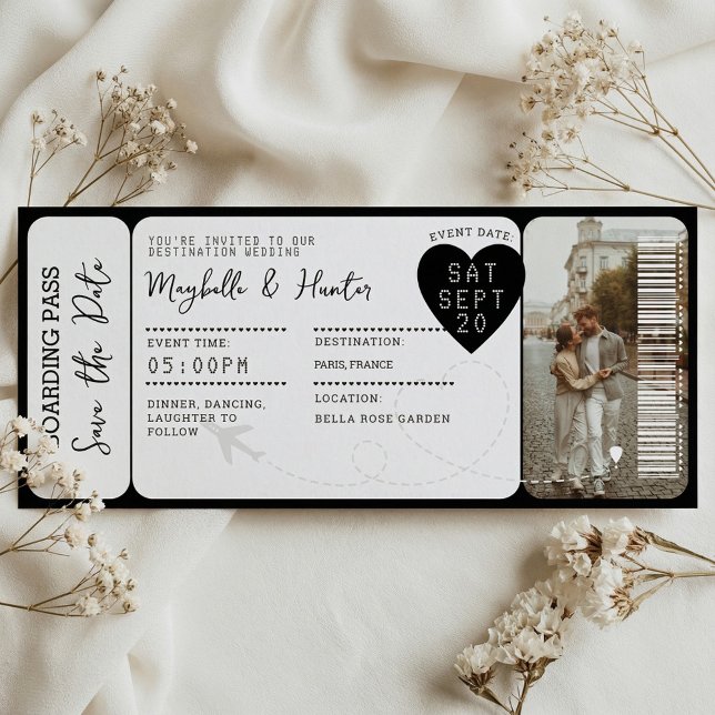 Carte d'embarquement pour mariage de destination a (Destination Wedding Boarding Pass Ticket QR Code)