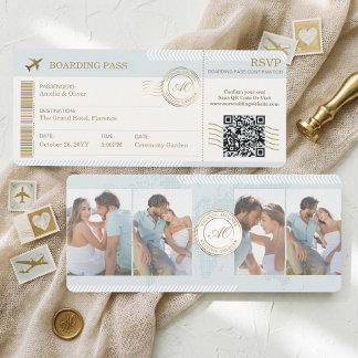 Carte d'embarquement pour mariage photo Destinatio