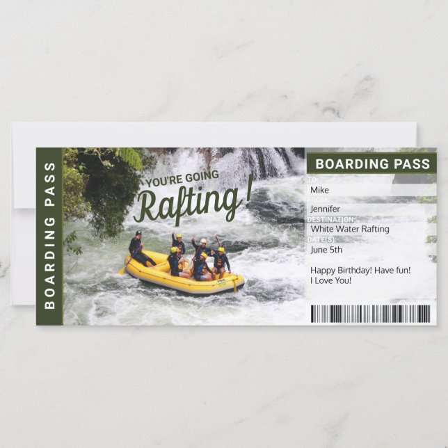 Carte d'embarquement pour Rafting River Trip (Devant)