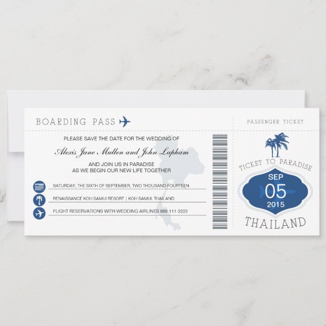 Carte d'embarquement pour Thaïlande Enregistrer la (Devant)