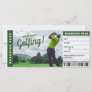 Carte d'embarquement pour un voyage de golf