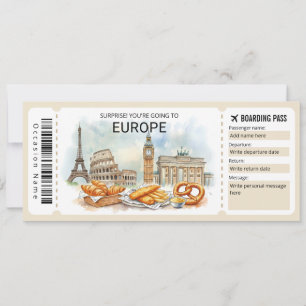 Carte d'embarquement pour un voyage en Europe modi