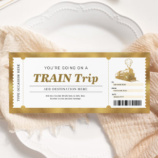 Carte d'embarquement pour voyage en train d'or Bon