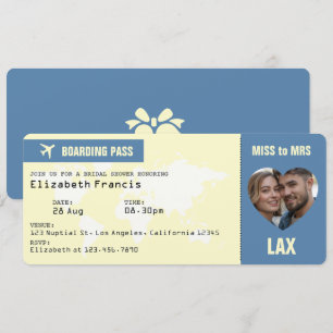 Carte d'embarquement Poussière Bleue et Crème pour