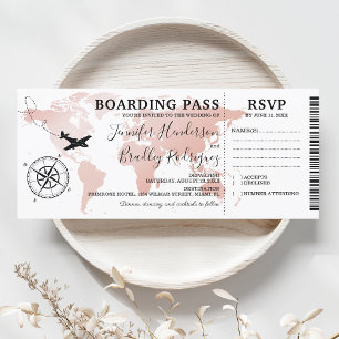 Carte d'embarquement Rose Gold Mariage Carte du mo