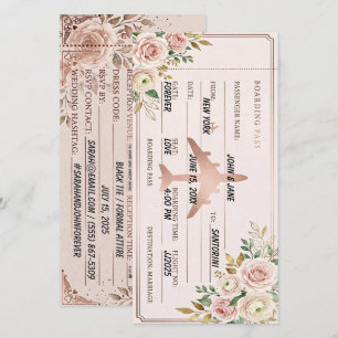Carte d'embarquement Rose Poudré & Or Rose pour an