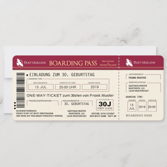 CARTE D'EMBARQUEMENT (rouge) (Devant)