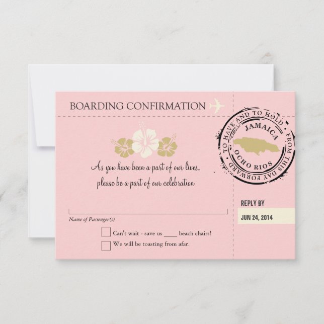 Carte d'embarquement RSVP à la Jamaïque (Devant)