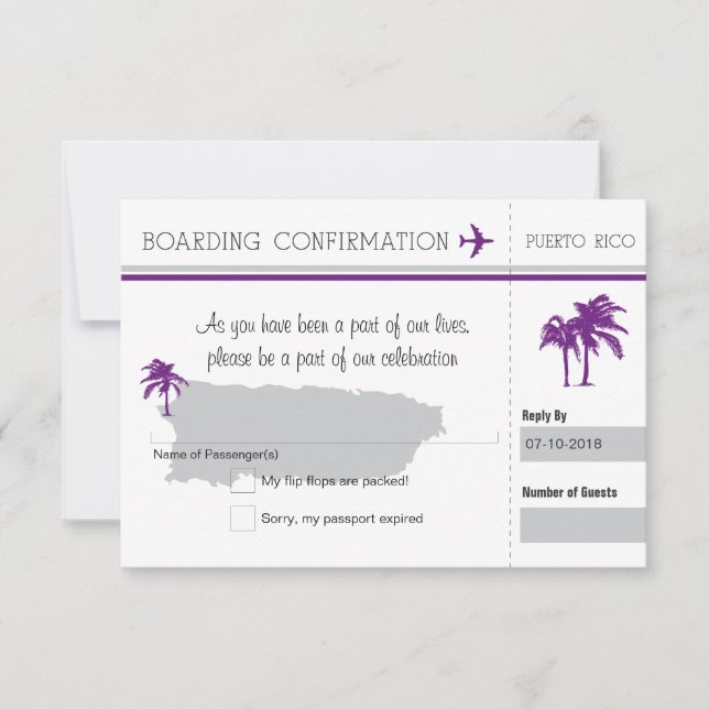Carte d'embarquement RSVP à Porto Rico (Devant)