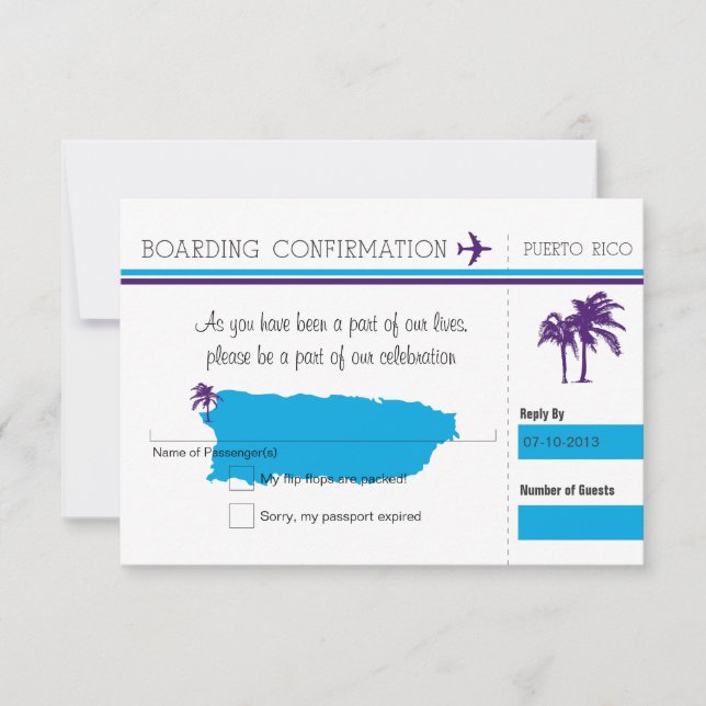 Carte d'embarquement RSVP à Porto Rico (Devant)
