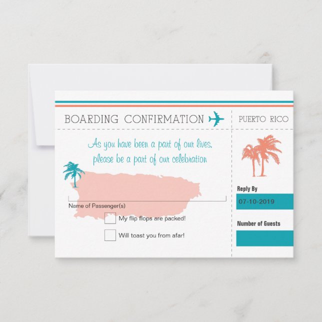 Carte d'embarquement RSVP à Porto Rico (Devant)
