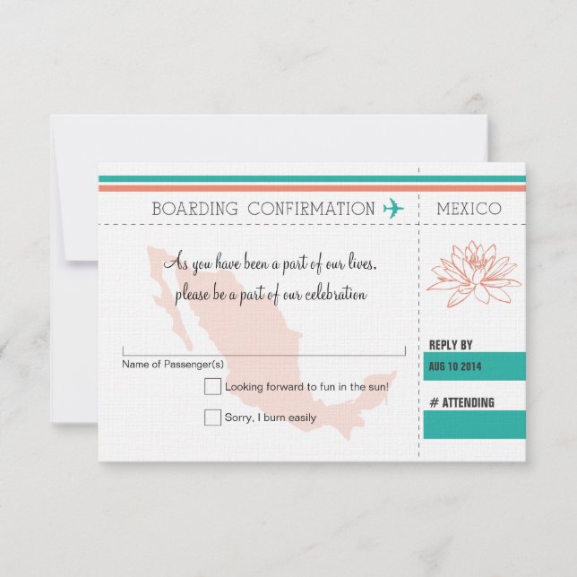 Carte d'embarquement RSVP au MEXIQUE (Devant)