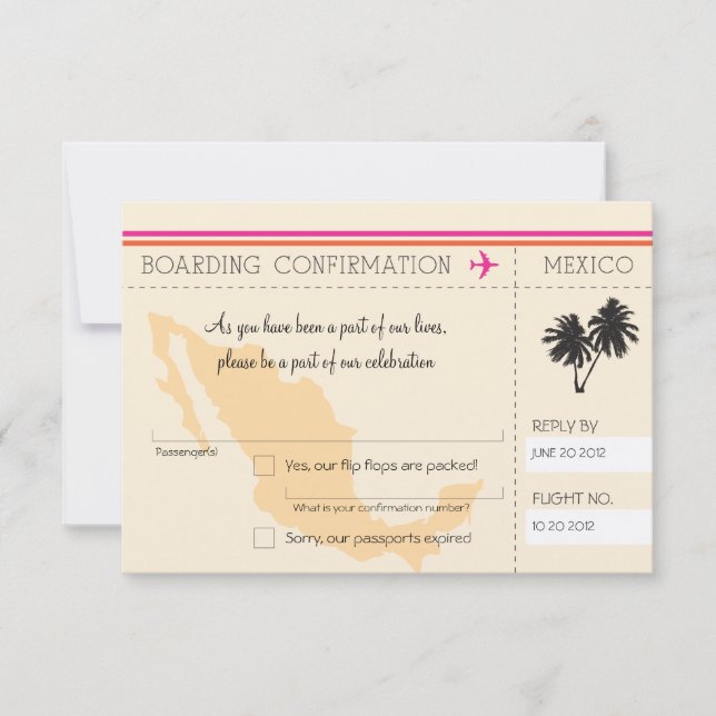 Carte d'embarquement RSVP au Mexique (Devant)