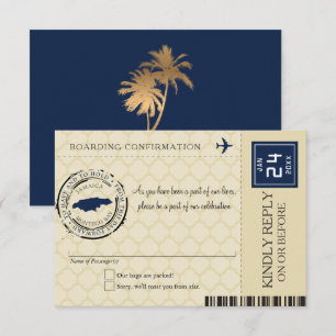 Carte d'embarquement RSVP Jamaïque Bleu foncé et B