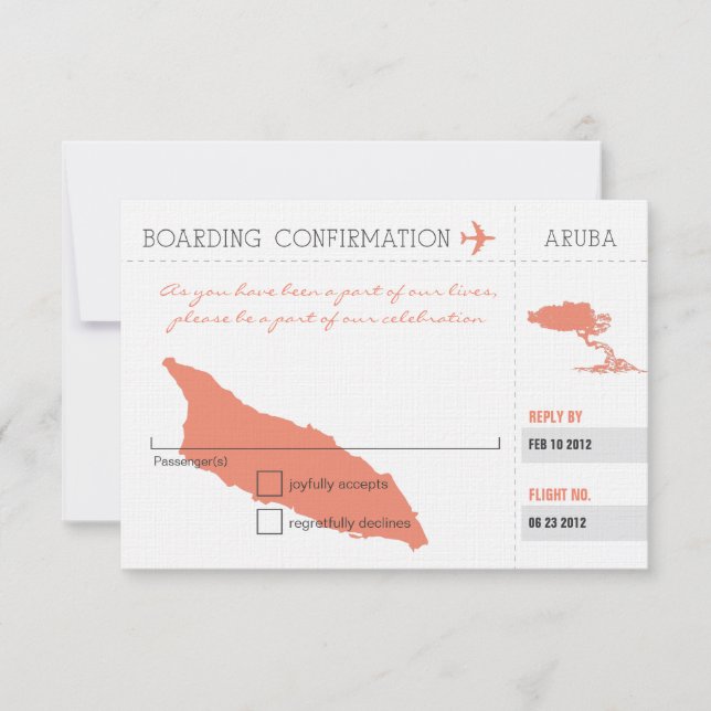 Carte d'embarquement RSVP pour Aruba (Devant)