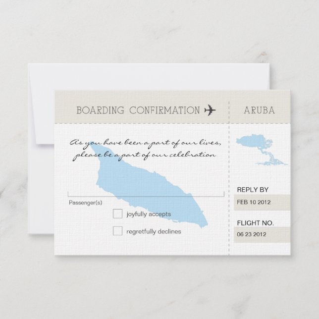 Carte d'embarquement RSVP pour Aruba (Devant)