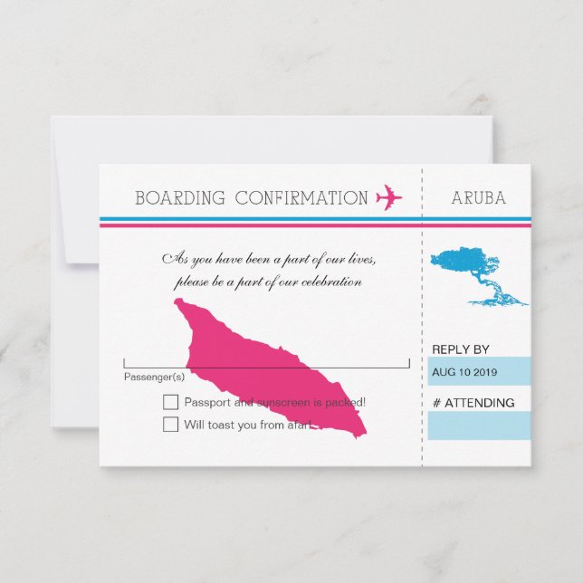 Carte d'embarquement RSVP pour Aruba (Devant)