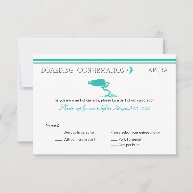 Carte d'embarquement RSVP pour Aruba (Devant)