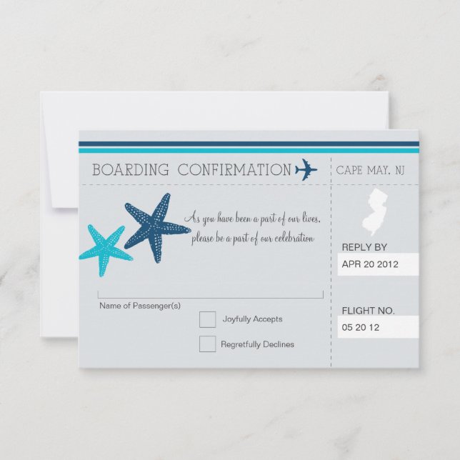 Carte d'embarquement RSVP pour CAPE MAY NEW JERSEY (Devant)