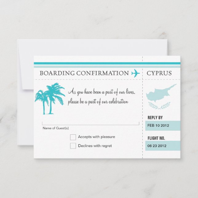Carte d'embarquement RSVP pour Chypre (Devant)
